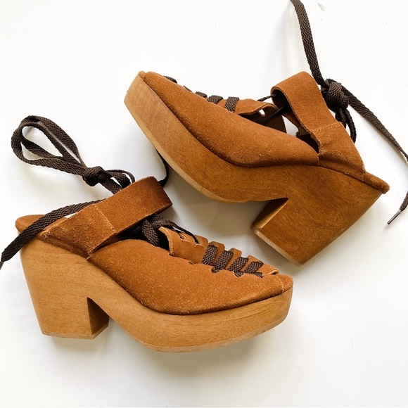 A Detacher Etta suede lace up clog platforms - Picture 10 of 10